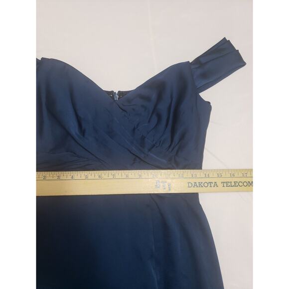 Vivian Diamond Atlantic Blue Flounce Sleeve Empire Waist Gown Slit Women's 4 - Picture 9 of 10